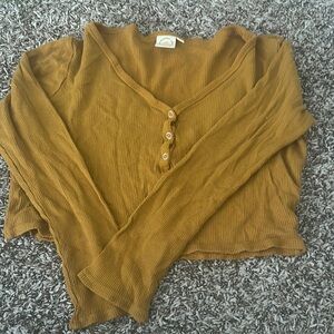 Mustard Long Sleeve Button-Up Top